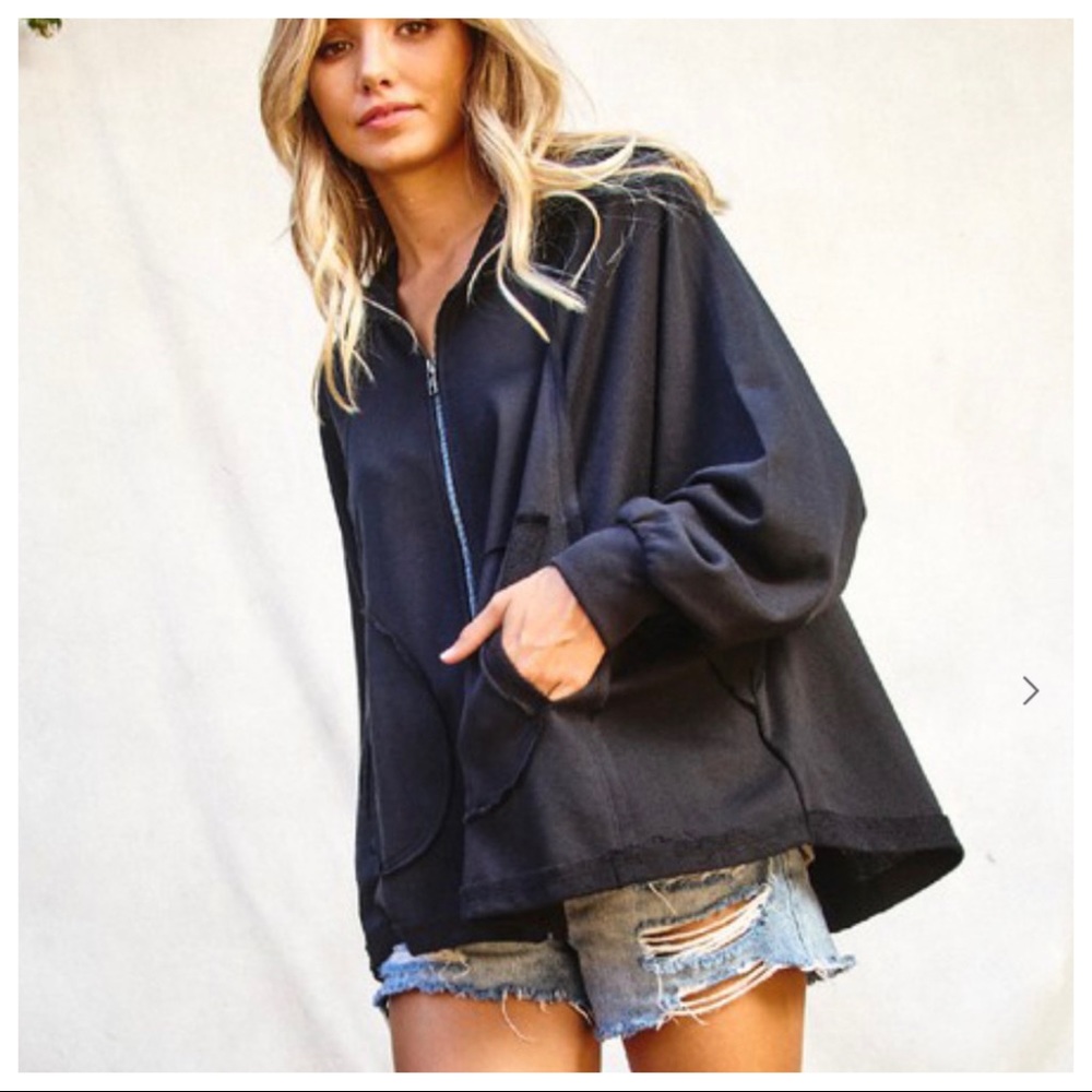 Carelle Fabulous Solid Terry Fabric Zipper Hoodie - Picture 5 of 9
